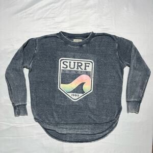 Surf Style 1989 Logo Crewneck Sweatshirt Blue Fleece Pullover Casual